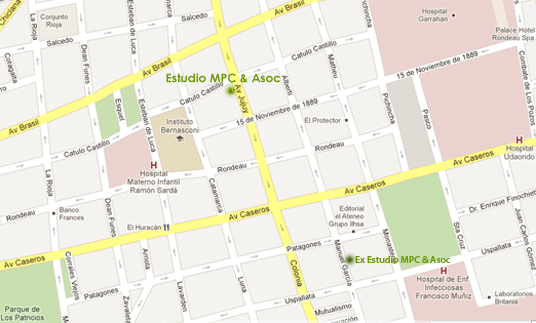Mapa con la ubicacion del Estudio MPC & Asoc.